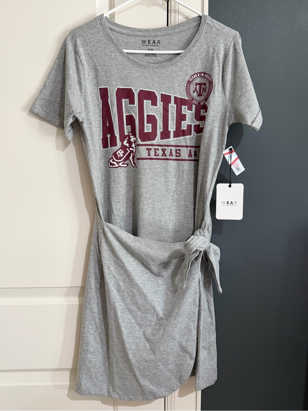 Aggies Gray Tie-Waist T-Shirt Dress